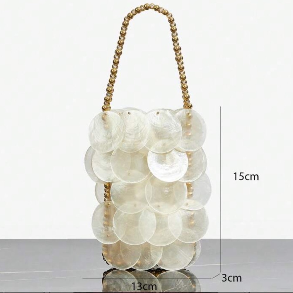 Luxurious quality Embellished shell mother of pearl sequin summer handbag purse - Picture 4 of 7